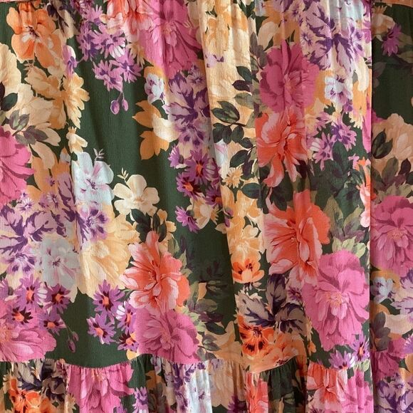 Faux WRAP MIDI FLORAL SUMMER DRESS VISCOSE 100% size US 14 - Picture 4 of 14